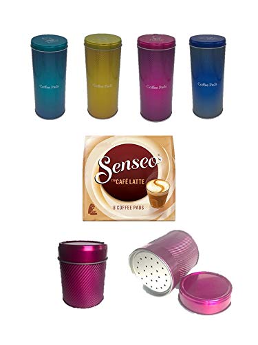 Kaffeepaddose 18 Pads -4er Set mit Padlifter + Schokostreuer pink + cafe latte