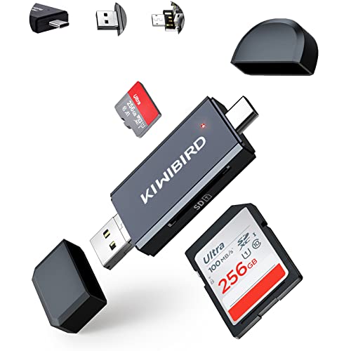 KiWiBiRD USB C SD Kartenleser, Micro SD Karte auf USB Adapter Stick, Typ C Speicherkarten lesegerät für SDXC SDHC UHS-I Karten Kompatibel mit Mac iPad Pro MacBook Pro Galaxy S20/Tab S6, Android Handy