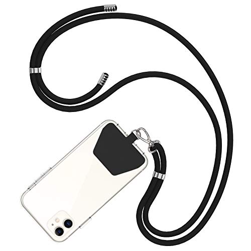 COCASES Universale Handykette, Schlüsselband Halsband zum Umhängen kompatibel mit meisten Smartphones (Schwarz)-keine Handyhülle
