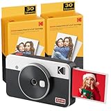 Kodak Mini Shot 2 Retro, Tragbare Sofortbildkamera und Fotodrucker, iOS und Android, Bluetooth, 4Pass-Technologie (54 x 86 mm) – Weiß – 68 Blatt