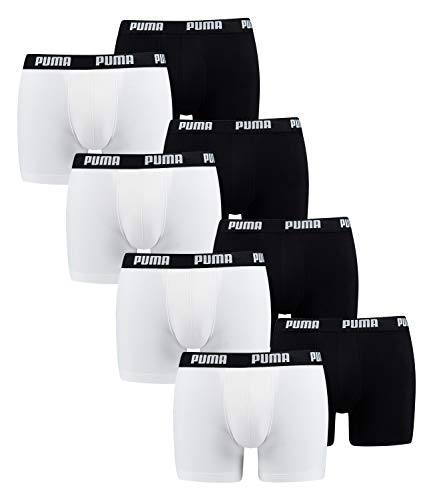 Puma Herren Basic Boxer Boxershort 8er Pack, Größe:L, Farbe:White/Black (301)