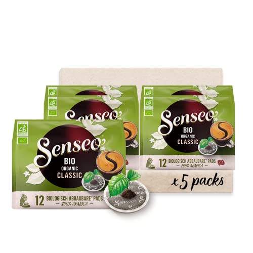 Senseo® Pads Bio Organic Classic - Bio-Kaffee mit mittelstarker Röstung - 5 Packungen x 12 Kaffeepads