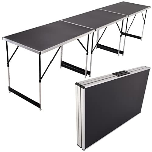 Raburg Multi-Tisch-Set OLLI, 3-teilig in SEIDEN-SCHWARZ - stabiles Alu-Profil, 4-Fach höhenverstellbar, beschichtete MDF-Platte, pro Tisch 30 kg belastbar, 3 x 100 cm x 60 cm, kompakt klappbar