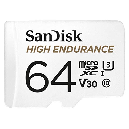 SanDisk High Endurance microSD Karte 64GB (für Dashcams und Heimüberwachungssysteme, hohe Belastbarkeit und Haltbarkeit, Full HD-Videos aufnehmen)