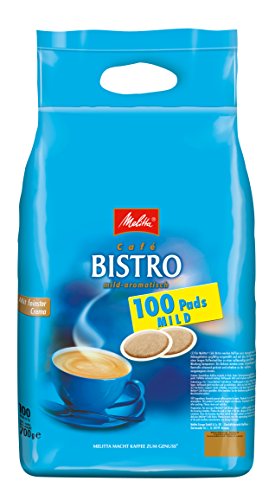 Melitta Gemahlener Röstkaffee in Kaffeepads, 100 Pads, mit feinster Crema, mild-aromatisch, Melitta Bistro mild, 100er Beutel, 700g