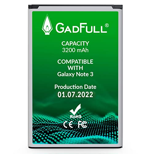 GadFull Akku für Samsung Galaxy Note 3 | 2022 Baujahr | Entspricht dem Original EB-B800BE | Lithium-Ionen-Akku der Modelle GT-N9000 GT-N9005 GT-N 9006 GT-N9009 | Ersatz Handy-Akku für Ihr Smartphone