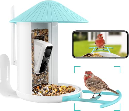 NETVUE Vogelfutterstation, Futterstationen für Wildvögel, Vogelhaus Kamera, Vogelfutterhaus mit Video Automatisch Aufnehmen, Vogelhäuschen mit Kamera, Vogelfutterspender Erkennung Vögel (Lite Birdfy)