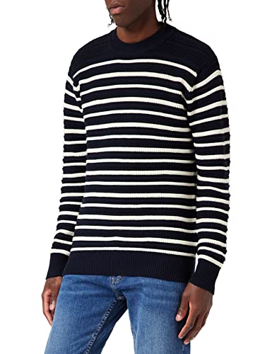 Scotch & Soda Herren Striped Structure-Knitted Organic Cotton Pullover, Combo A 0217, S