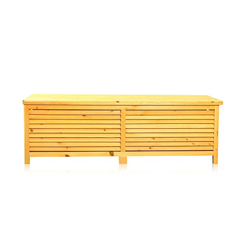 Melko Auflagenbox Kissenbox Gartenbox mit klappbarem Deckel, regenfest, aus Holz, 46 x 140 x 52 cm, Gartentruhe Holztruhe