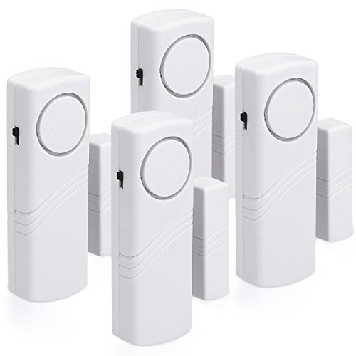 kwmobile 4er Set Tür Fenster Alarm - 4x akustischer Einbruchschutz mit Batterien - Drahtlose Home Security Alarmanlage - Sirene mit 100dB Lautstärke