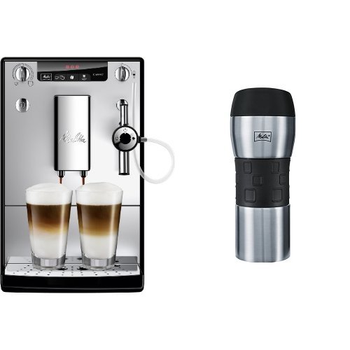 Melitta E 957-103 Kaffeevollautomat Caffeo Solo & Perfekt Milk (Cappuccinatore) silber + Melitta 206056 IsolierTrinkbecher