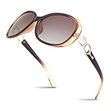Sunier Sonnenbrille Damen Polarisiert Groß Übergroße Elegant Klassische Vintage Oversize Sonnenbrille Frauen mit 100% UV400 Schutz