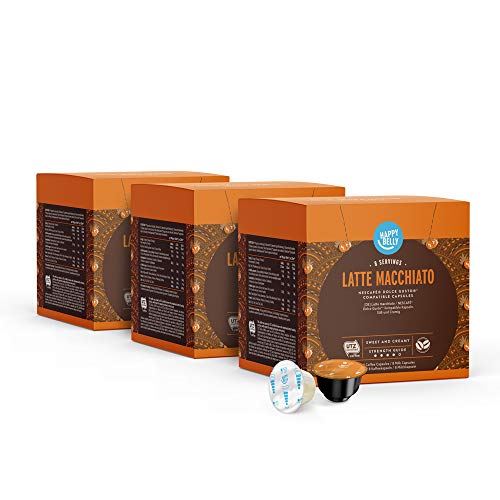 Amazon-Marke: Happy Belly Latte Macchiato Kaffeekapseln Geeignet für NESCAFÉ Dolce Gusto Maschinen, 3x8 Kapseln (24 Portionen)