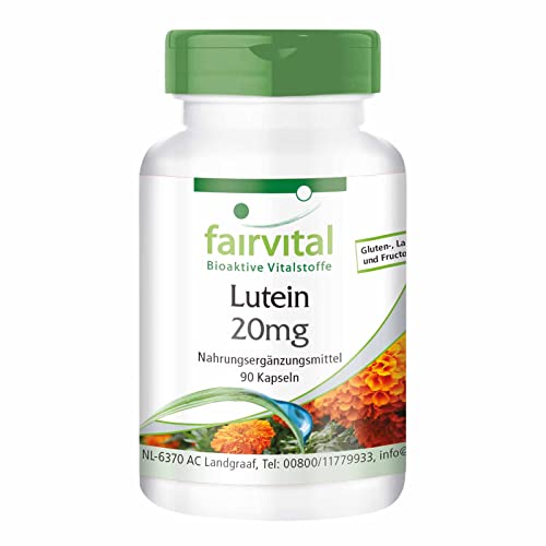 Lutein 20mg + Zeaxanthin - Hochdosiert & mikroverkapselt - VEGAN - 90 Kapseln - ohne Magnesiumstearat