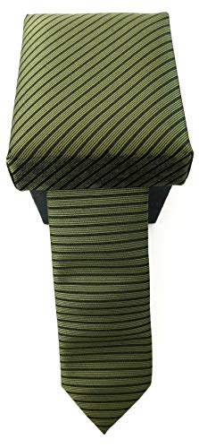Unbekannt Krawatte quergestreift olivgrün in Geschenkbox, Nr. 4