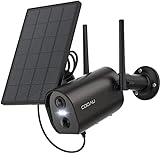 [2K Upgraded] COOAU Überwachungskamera Aussen Akku mit Solarpanel, Kabellos WLAN IP Kamera mit Intelligente PIR-Erkennung, Nachtsicht in Farbe, Audio- und Lichtalarm, Cloud-Speicher