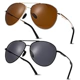 Apricitie 2 Stück Polarisiert Pilotenbrille für Herren und Damen Sonnenbrille, Polarisierte Piloten Sonnenbrille Metallrahmen Unisex Fahren Sonnenbrille mit UV400 Schutz Fahrerbrille