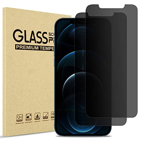 (2 Stück) ProCase Privacy Schutzglas für iPhone 12 Pro Max 6.7 Zoll, Anti-Spy Gehärtetes Glas Blickschutz Sichtschutz Folie Blickschutzfolie Displayschutzfolie für iPhone 12 Pro Max