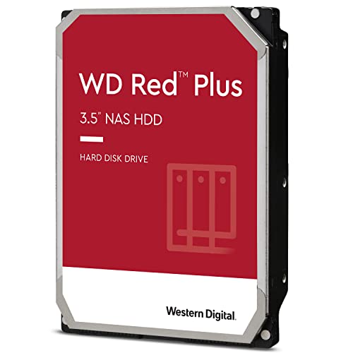 WD Red Plus interne Festplatte NAS 4 TB (3,5'', Datenübertragung bis 150 MB/s, Workload 180 TB/Jahr, 5.400 U/min, 64 MB Cache, 8 Bays) Rot