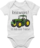 Baby Bagger Traktor und Co. - Rennwagen? Traktor! - 1/3 Monate - Weiß - Pinker trecker - BZ10 - Baby Body Kurzarm für Jungen und Mädchen