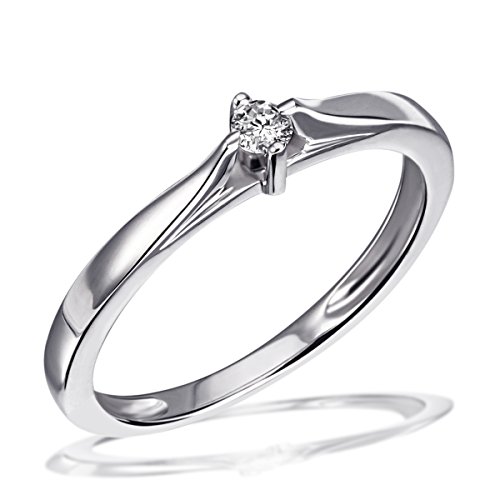 Goldmaid Damen-Ring Trauring, Freundschaftsring, Verlobung 925 Silber rhodiniert Diamant (0.07 ct) Brillantschliff weiß Gr. 52 (16.6) Verlobungsring Diamantring