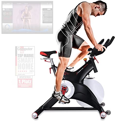 Sportstech Premium Ergometer Heimtrainer mit 25KG Schwungrad & Multiplayer APP | inkl. Pulsgurt | Hometrainer Fahrrad für Zuhause | Trainingsgeräte für das Ausdauertraining| Indoor Cycling Bike SX500