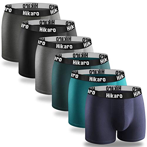 HIKARO Amazon-Marke Boxershorts Herren 6er Pack Baumwolle Unterwäsche Unterhosen Männer Men Boxer Retroshorts