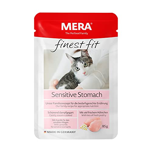 MERA finest fit Sensitive Stomach, Katzenfutter nass für Katzen mit sensiblem Magen, Nassfutter aus Geflügel, Futter für einen gesunden Darm, getreidefrei (12 x 85g)