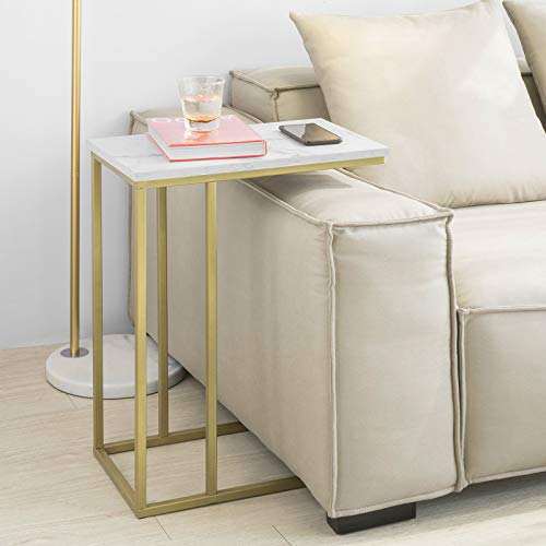 SoBuy FBT87-G Beistelltisch Sofatisch Kaffeetisch Laptoptisch Betttisch Pflegetisch mit goldenem Metallgestell BHT ca.: 48x61x30cm