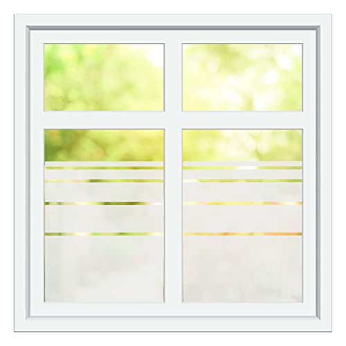 INDIGOS UG Sichtschutzfolie - Fensterfolie - Glasdekorfolie - Dynamische Streifen Silber satiniert Blickdicht - individuelle Größen - selbstklebend