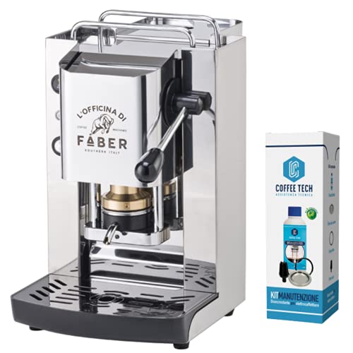 Faber Slot Pro Total Edelstahl-Kaffeemaschine für Pads, 44 mm + 20 Puronero Cremosa