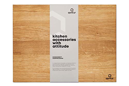 QONTUR Essentials Schneidebrett Holz aus Eiche massiv | 40x30 cm großes Holz Küchenbrett | Regional gefertigt | Holzbrett Küche groß | Hygienisches Holzschneidebrett