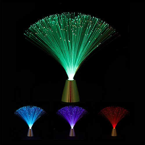 Relaxdays Glasfaserlampe, fließender Farbwechsel, LED Retrolampe, Stimmungslicht, Effektleuchte Fiberglas, 33 cm, bunt