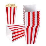 Yoosso 20 Stück Popcorn Boxen, Popcorn Tüten Rot & Weiß Gestreiften Popcorn Tüten Süßigkeiten Behälter Papier Kino Zubehör für Snacks Chips Popcorn Kekse Party Hochzeit