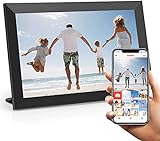 Digitaler Bilderrahmen WLAN, Aonerex 10,1 Zoll WiFi Elektronischer Bilderrahmen HD IPS Touchscreen mit 16 GB Speicher, Automatische Bilderdrehung, Teilen von Fotos und Videos jederzeit und überall