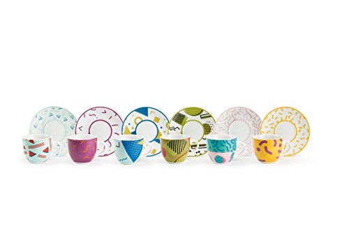 Excelsa Radical Set 6 Kaffeetassen mit Untertasse, Porzellan, mehrfarbig