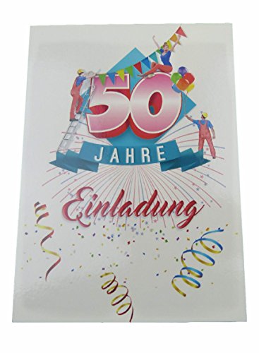 Einladung Karten 50 Geburtstag mit Text auf der Rückseite. 50 Jahre Postkarten 20 Stück im Set zum runden Geburtstag. Ausfüllen, überreichen oder mit der Post verschicken. (50 Geburtstag - 20 Stück)