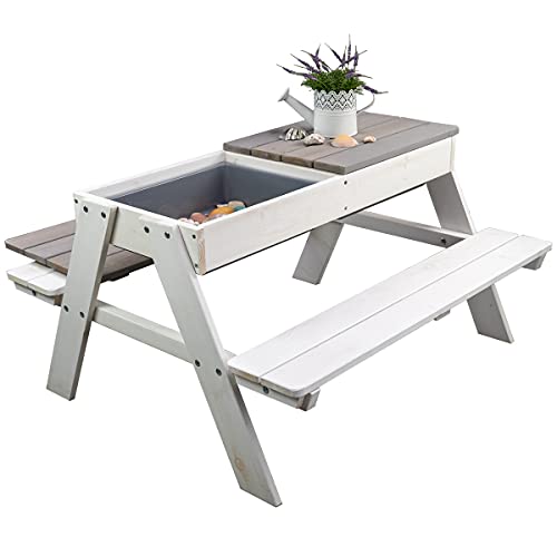 Meppi Sitzgruppe Rügen weiss/grau Kindersitzgruppe aus Holz für Outdoor/Indoor Einsatz