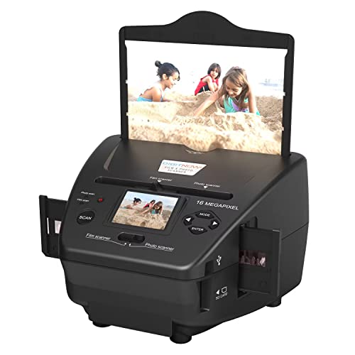 16MP All-In-1-Film Diascanner und 2.4 Zoll LCD Display, Multiscanner für Fotos, Dias, Negativ, und Namenskarten, 35 mm Dia-Film-Foto-Scanner Konvertiert Dias zu Digital und Speichert Es auf SD-Karte