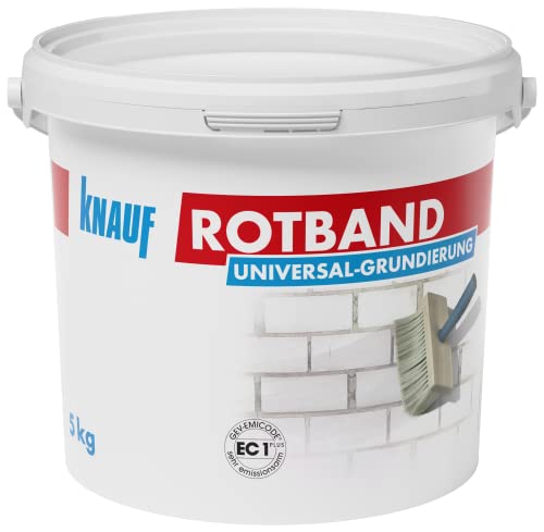 Knauf Rotband Universal-Grundierung für optimale Haftung von Grundputzen und Spachtelmassen auf mineralischen Untergründen, 5 kg