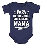 MoonWorks® Baby Body Spruch lustig Papa bleib ruhig ruf einfach Mama/Oma Bio-Baumwolle Jungen & Mädchen Mama Navy 0-3 Monate
