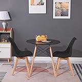 H.J WeDoo Tisch und Stühle Set, Essgruppe Schwarz Tisch mit 2 Schwarzer Stühlen für Esszimmer Küche Wohnzimmer