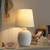 Aigostar Tischlampe Keramik Tischleuchte Lampe für Nachttisch Beistelltisch Nachttischlampe Stoffschirm E14 Vintage Retro Lustig