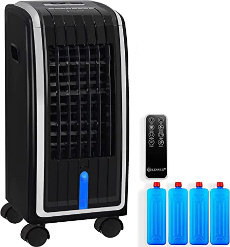 KESSER® 4in1 Mobile Klimaanlage | Fernbedienung | Klimagerät | Ventilator Klimaanlage | Timer | 3 Stufen | Ionisator Luftbefeuchter | Luftkühler | (Black)