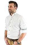 Arido Trachtenhemd Herren 2624 255 Baumwollhemd Weiß Grün Kariert Hemd Stehkragen Slim Fit Freizeit Shirt - 39