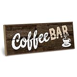 ARTFAVES® Holzschild mit Spruch - Coffee Bar | Shabby Chic Vintage Schild | Deko Geschenk zum Thema Kaffee, Espresso | Größe: 28 x 10 cm