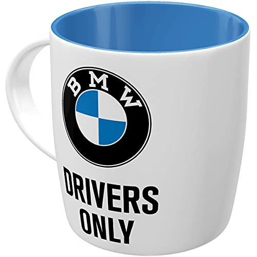Nostalgic-Art Retro Kaffee-Becher - BMW - Drivers Only, Große Lizenz-Tasse mit BMW-Motiv, Vintage Geschenk-Idee für BMW Zubehör Fans, 330 ml, bunt, 43051