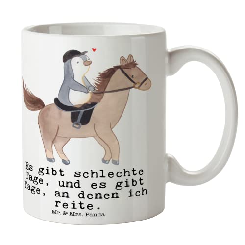 Mr. & Mrs. Panda Tasse Pferd Reiten Tage - Weiß - Büro, Becher, Tee, Kaffeetasse, Kaffeebecher