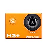 Midland H3+ Full HD Action Kamera, C1235.01 mit WiFi, 2'' LC Display und Bildstabilisator, schwarz/orange
