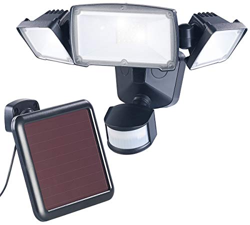 Luminea Solar Lampen aussen: 3-Fach-Solar-LED-Fluter für außen, PIR-Sensor, 32 W, 1.500 Lumen, IP44 (LED-Solarstrahler Bewegungsmelder)